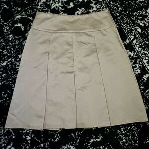 Kookai Tan Satin-Sheen Pleated Mini Skirt 38